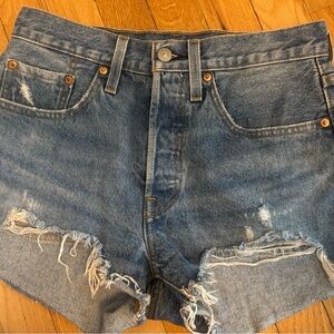 Levi's Blue Jean Shorts Distressed High-Rise
